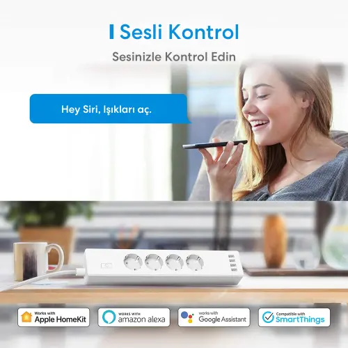 Meross Akıllı Çoklu USB`li Priz MSS425F