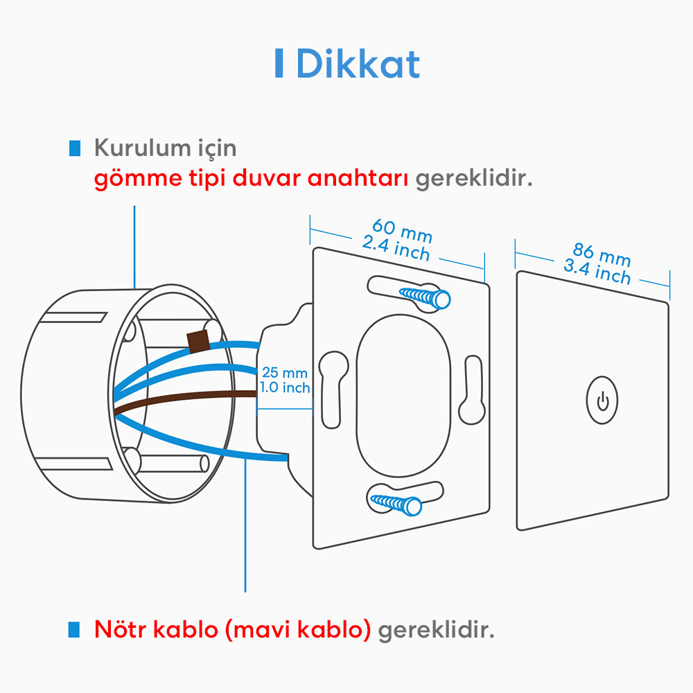 Meross Akıllı Dokunmatik Çift Yönlü Anahtar MSS550