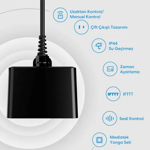 Meross Akıllı İkili Dış Ortam Priz MSS620