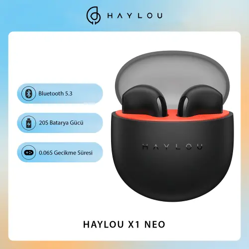 Haylou X1 Neo Siyah TWS Bluetooth 5.3 20S Pil Ömrü Kablosuz Kulaklık (Haylou Türkiye Garantili)