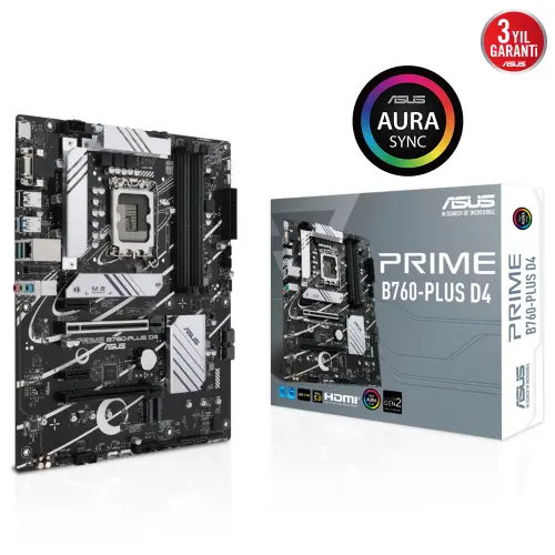 ASUS Prime B760-PLUS D4 Intel B760 Soket 1700 DDR4 5066(OC)MHz ATX Gaming (Oyuncu) Anakart