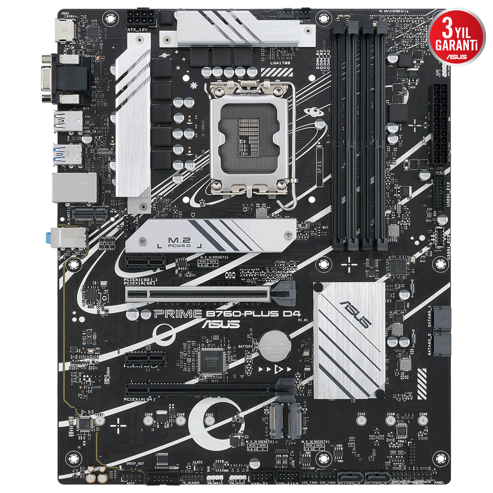 ASUS Prime B760-PLUS D4 Intel B760 Soket 1700 DDR4 5066(OC)MHz ATX Gaming (Oyuncu) Anakart