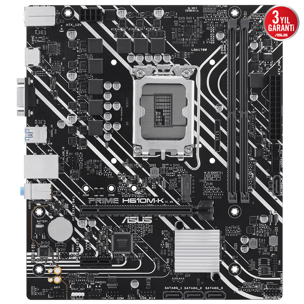 ASUS Prime H610M-K Intel Soket LGA1700 DDR5 5600MHz mATX Gaming (Oyuncu) Anakart
