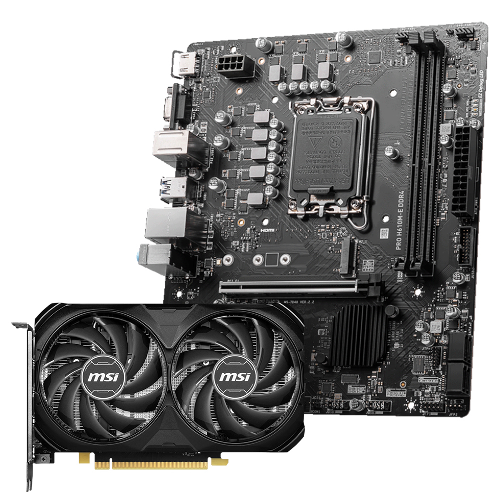 MSI GeForce RTX 4060 Ti VENTUS 2X BLACK 16G OC Ekran Kartı + MSI PRO H610M-E DDR4 Anakart Bundle