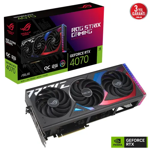ASUS ROG Strix GeForce RTX 4070 OC ROG-STRIX-RTX4070-O12G-GAMING 12GB GDDR6X 192Bit DX12 DLSS 3 Gaming (Oyuncu) Ekran Kartı