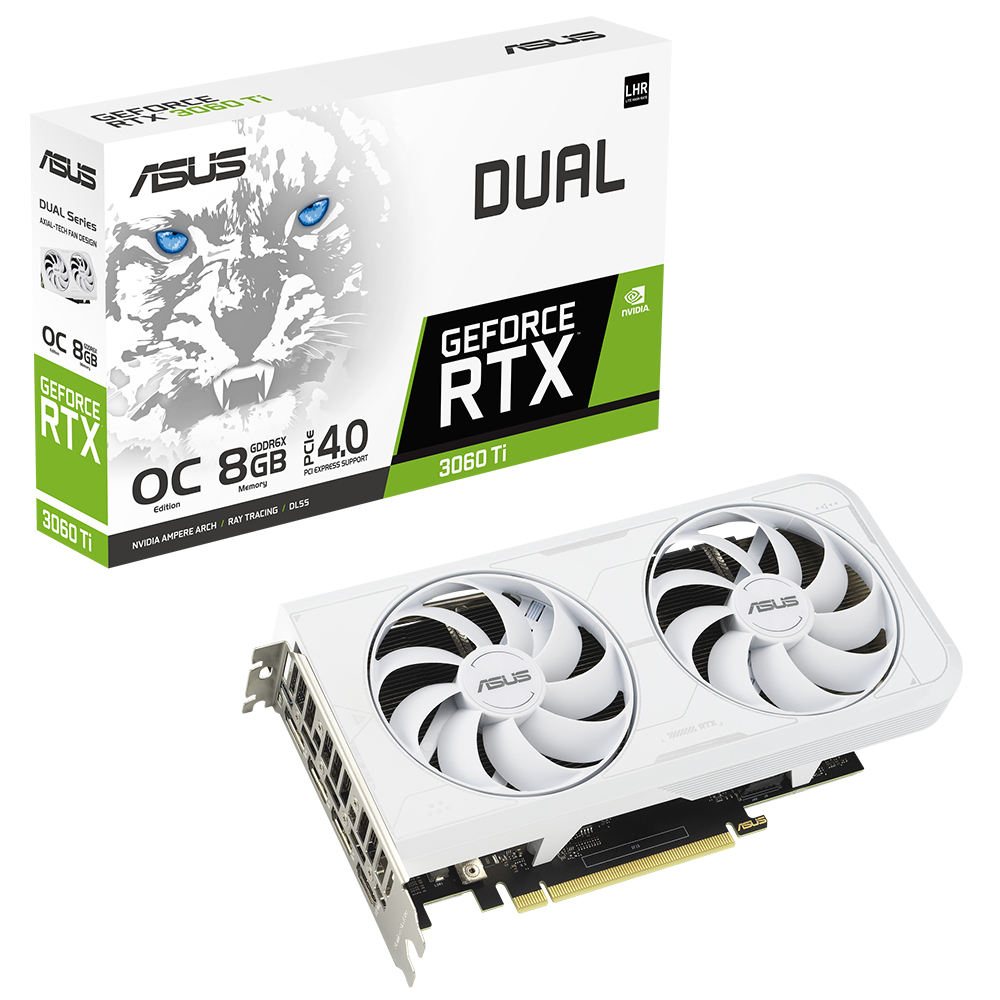 ASUS Dual GeForce RTX 3060 Ti OC White DUAL-RTX3060TI-O8GD6X-WHITE 8GB GDDR6X 256Bit DX12 Gaming (Oyuncu) Ekran Kartı