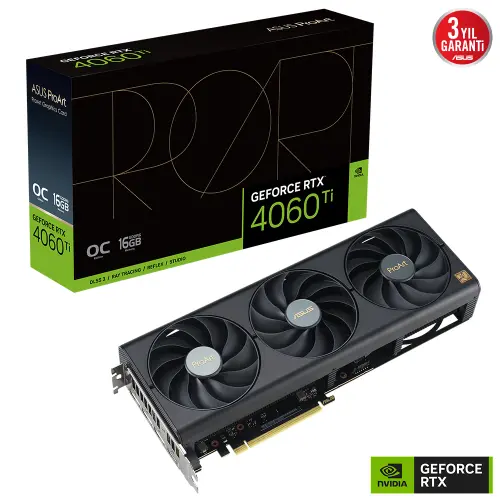 ASUS ProArt GeForce RTX 4060 Ti OC PROART-RTX4060TI-O16G 16 GB GDDR6 128Bit DX12 Gaming (Oyuncu) Ekran Kartı