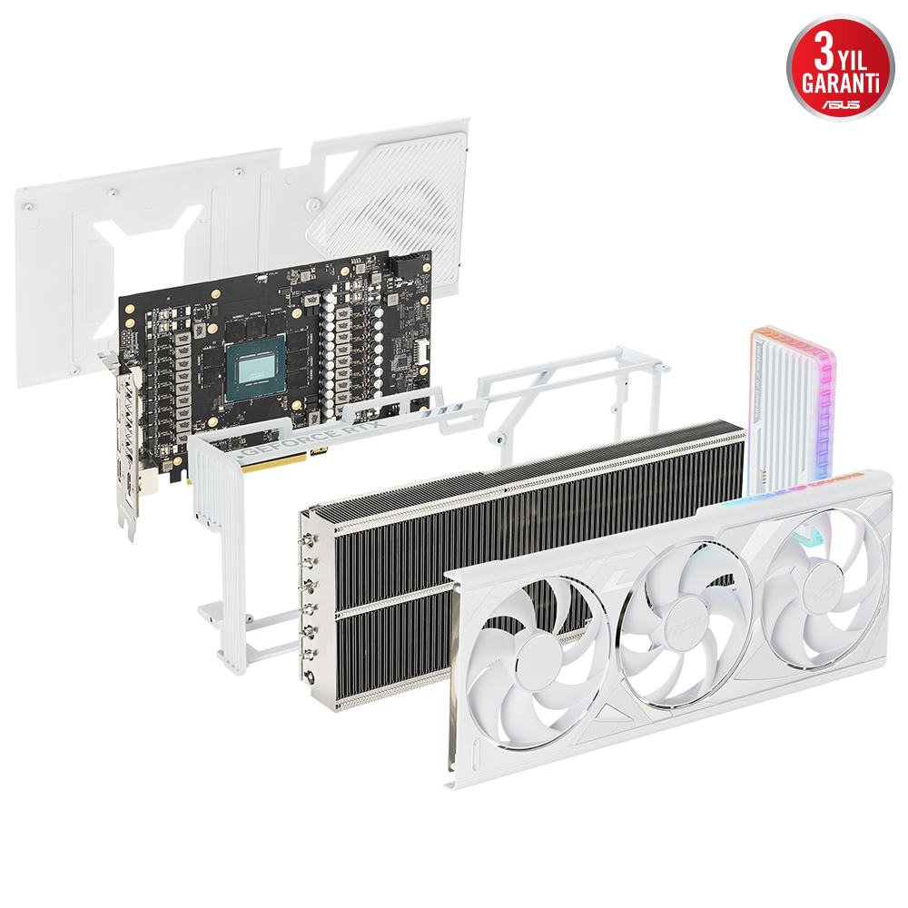 ASUS ROG Strix GeForce RTX 4080 White ROG-STRIX-RTX4080-16G-WHITE 16GB GDDR6X 256Bit DX12 DLSS 3 Gaming (Oyuncu) Ekran Kartı