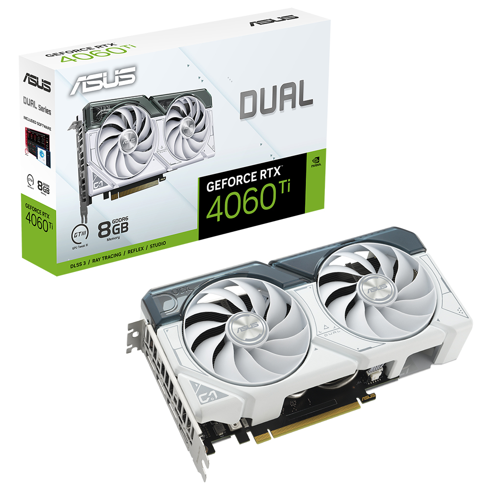 ASUS Dual GeForce RTX 4060 TI WHITE OC DUAL-RTX4060TI-O8G-WHITE 8GB GDDR6 128Bit DX12 DLSS 3 Gaming (Oyuncu) Ekran Kartı