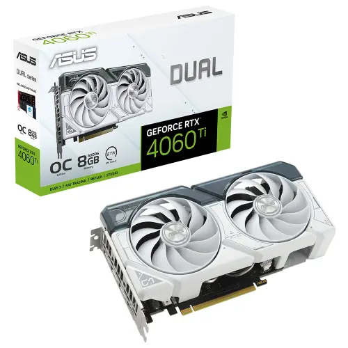 Asus Dual GeForce RTX 4060 TI WHITE DUAL-RTX4060TI-8G-WHITE 8GB GDDR6 128Bit DX12 DLSS 3 Gaming (Oyuncu) Ekran Kartı