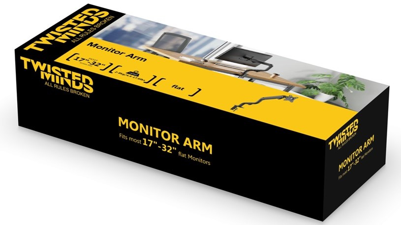 Twisted Minds TM-71-C06 Mekanik Amortisörlü Düz Ekran 17″- 32″ Max 8Kg Tek Monitör Kolu