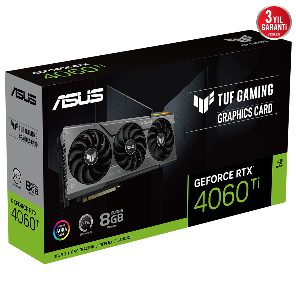 ASUS TUF Gaming GeForce RTX 4060 TI TUF-RTX4060TI-8G-GAMING 8GB GDDR6 128Bit DX12 DLSS 3 Gaming (Oyuncu) Ekran Kartı