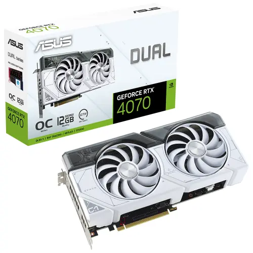 Asus Dual GeForce RTX 4070 OC DUAL-RTX4070-O12G-WHITE GDDR6X 192Bit DX12 DLSS 3 Gaming (Oyuncu) Ekran Kartı