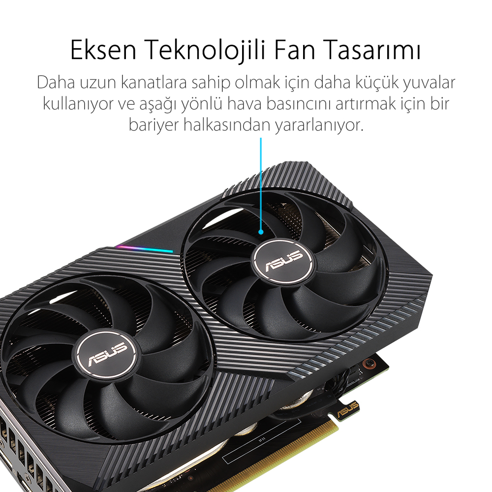 ASUS Dual GeForce RTX 3060 V2 OC DUAL-RTX3060-O12G-V2 12GB GDDR6 192Bit DX12 Gaming (Oyuncu) Ekran Kartı
