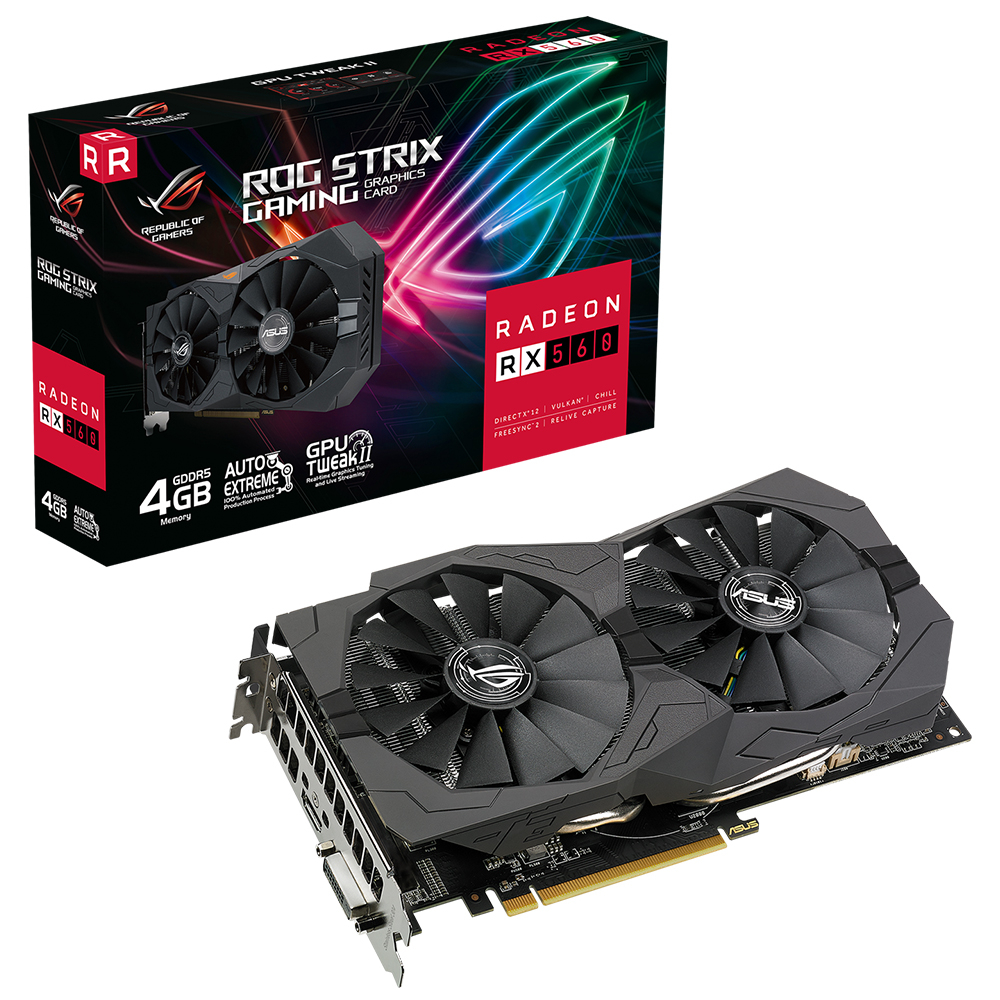 Asus ROG Strix Radeon RX 560 V2 ROG-STRIX-RX560-4G-V2-GAMING 4GB GDDR5 128Bit DX12 Gaming (Oyuncu) Ekran Kartı