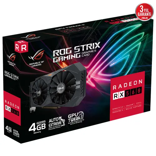 Asus ROG Strix Radeon RX 560 V2 ROG-STRIX-RX560-4G-V2-GAMING 4GB GDDR5 128Bit DX12 Gaming (Oyuncu) Ekran Kartı