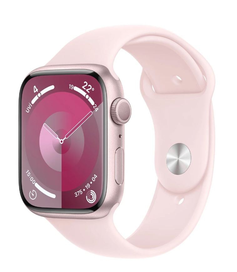 Apple Watch Series 9 GPS 45mm Pembe Alüminyum Kasa ve Uçuk Pembe Spor Kordon - S/M - MR9G3TU/A