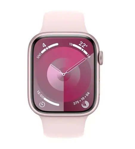 Apple Watch Series 9 GPS 45mm Pembe Alüminyum Kasa ve Uçuk Pembe Spor Kordon - S/M - MR9G3TU/A