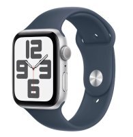 Apple Watch SE GPS 44mm Gümüş Rengi Alüminyum Kasa ve Fırtına Mavisi Spor Kordon - M/L - MREE3TU/A