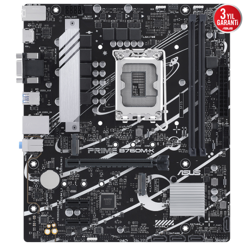 ASUS Prime B760M-K D5 Intel B760 Soket 1700 DDR5 8000(OC)MHz mATX Gaming (Oyuncu) Anakart