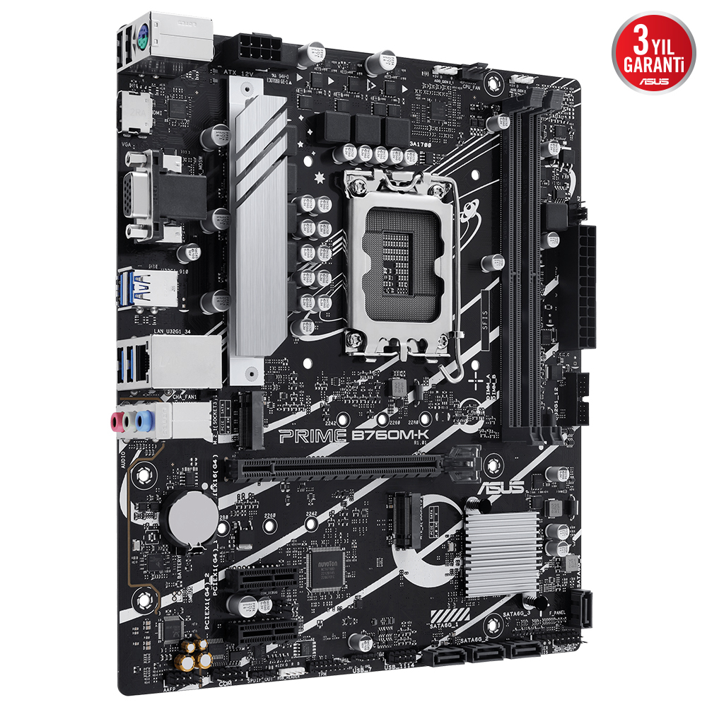 ASUS Prime B760M-K D5 Intel B760 Soket 1700 DDR5 8000(OC)MHz mATX Gaming (Oyuncu) Anakart