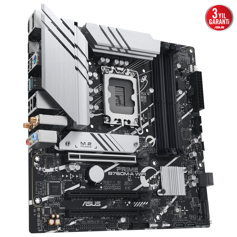 ASUS Prime B760M-A WIFI D5 Intel B760 Soket 1700 DDR5 7200(OC)MHz mATX Gaming (Oyuncu) Anakart