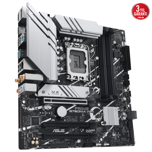 ASUS Prime B760M-A WIFI D5 Intel B760 Soket 1700 DDR5 7200(OC)MHz mATX Gaming (Oyuncu) Anakart