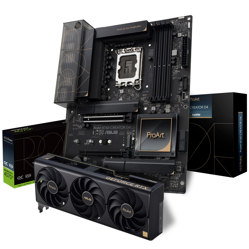 ASUS ProArt GeForce RTX 4070 OC Ekran Kartı + Asus ProArt B760-CREATOR D4 Anakart Bundle