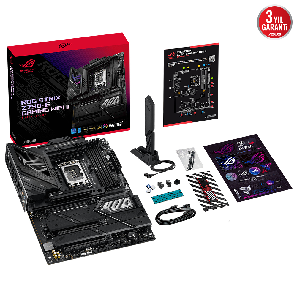 ASUS ROG Strix Z790-E Gaming WIFI II Intel Z790 Soket 1700 DDR5 8000(OC)MHz ATX Gaming (Oyuncu) Anakart