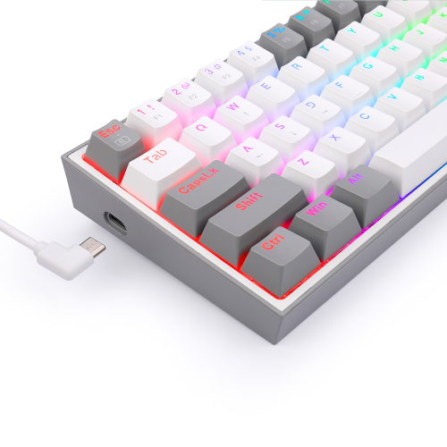 Redragon K617 Fizz RGB Red Switch Kablolu Beyaz/Gri Compact Gaming (Oyuncu) Klavye