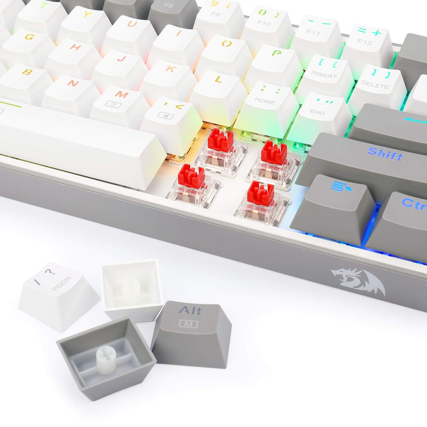 Redragon K617 Fizz RGB Red Switch Kablolu Beyaz/Gri Compact Gaming (Oyuncu) Klavye