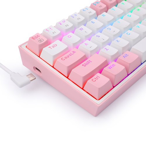 Redragon K617 Fizz RGB Red Switch Kablolu White/Pink Compact Gaming (Oyuncu) Klavye