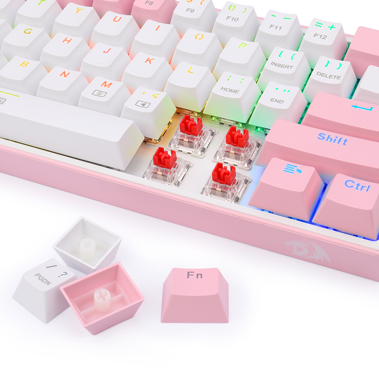 Redragon K617 Fizz RGB Red Switch Kablolu White/Pink Compact Gaming (Oyuncu) Klavye