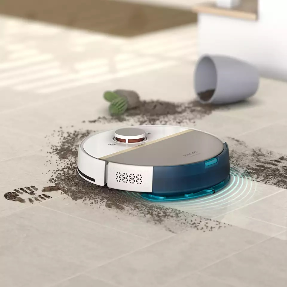 Philips HomeRun 7000 Serisi Aqua XU7100/02 Çöp İstasyonlu Beyaz Gold Akıllı Robot Süpürge
