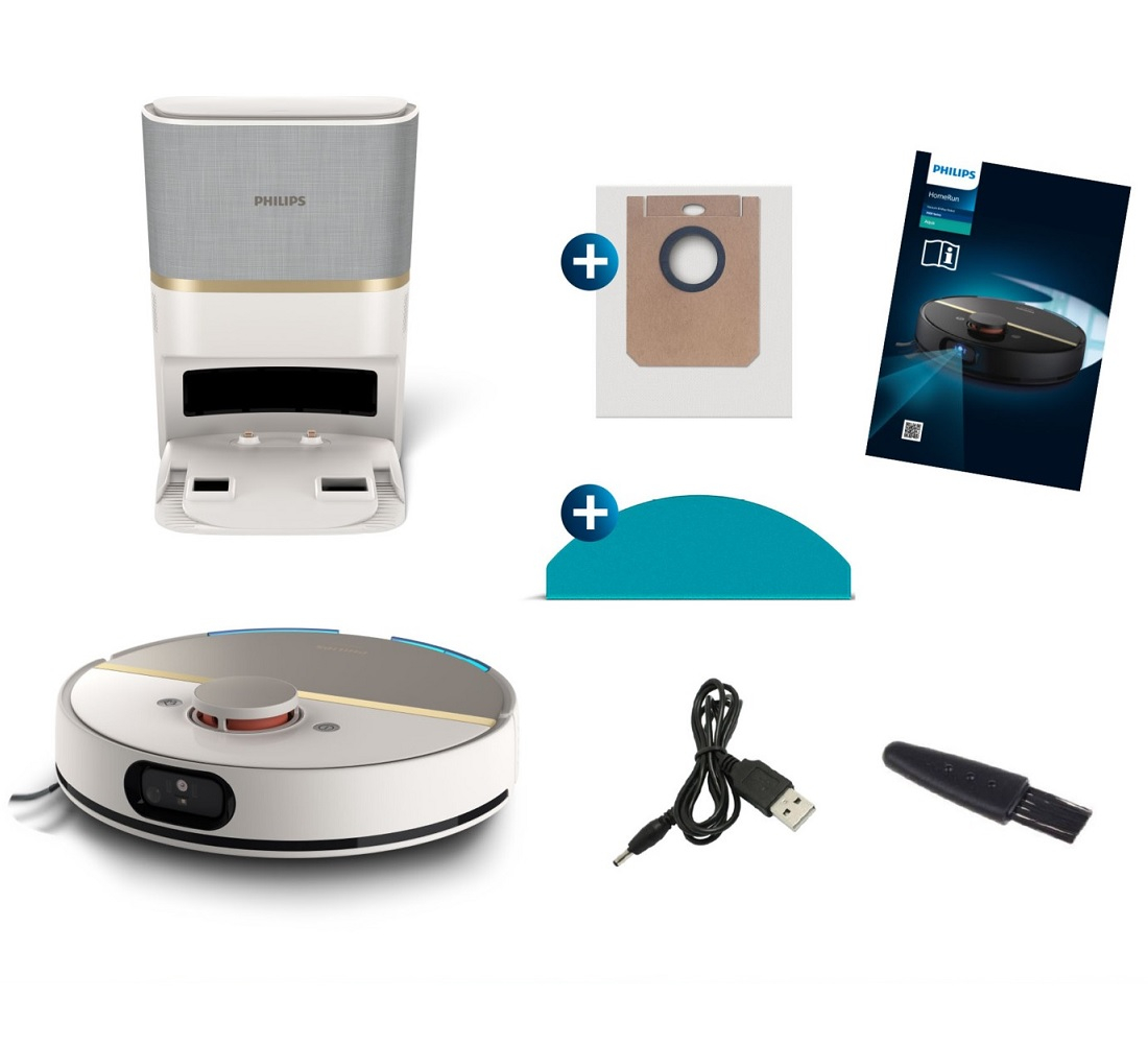 Philips HomeRun 7000 Serisi Aqua XU7100/02 Çöp İstasyonlu Beyaz Gold Akıllı Robot Süpürge
