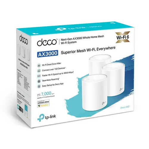 TP-Link Deco X60 3000 Mbps Wi-Fi 6 Sistemi (Üçlü Paket)