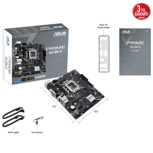 ASUS Prime H610M-D D5 Intel H610 Soket 1700 DDR5 5600MHz mATX Gaming (Oyuncu) Anakart