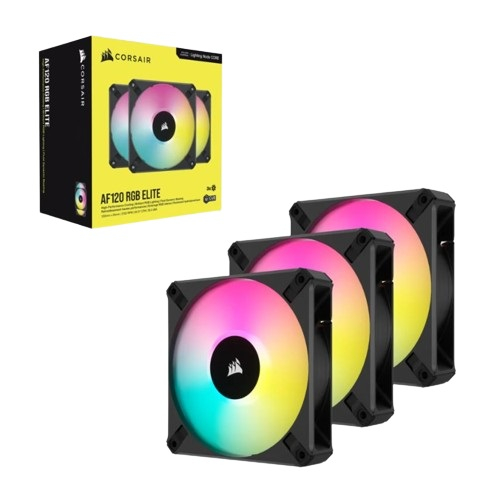 Corsair iCue AF120 RGB Elite CO-9050154-WW 120mm RGB Konrölcü Dahil Siyah 3`lü Fan Seti