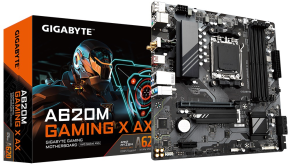 Gigabyte A620M GAMING X AX Wi-Fi AMD A620 Soket AM5 DDR5 8000(OC)MHz mATX Gaming (Oyuncu) Anakart