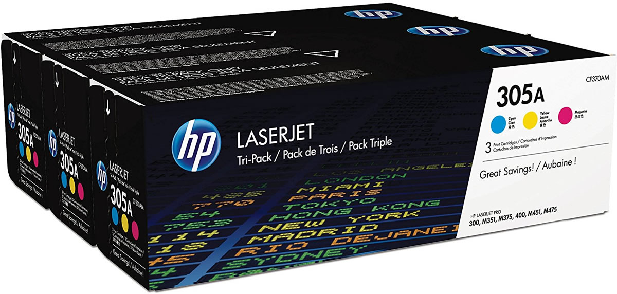 HP CF370AM (305A) Mavi / Magenta / Sarı Üçlü Paket Toner 2600 Sayfa