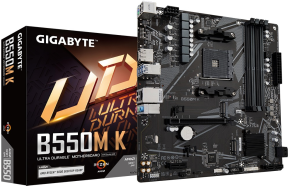 Gigabyte B550M K AMD B550 Soket AM4 DDR4 4733(OC)MHz mATX Gaming (Oyuncu) Anakart
