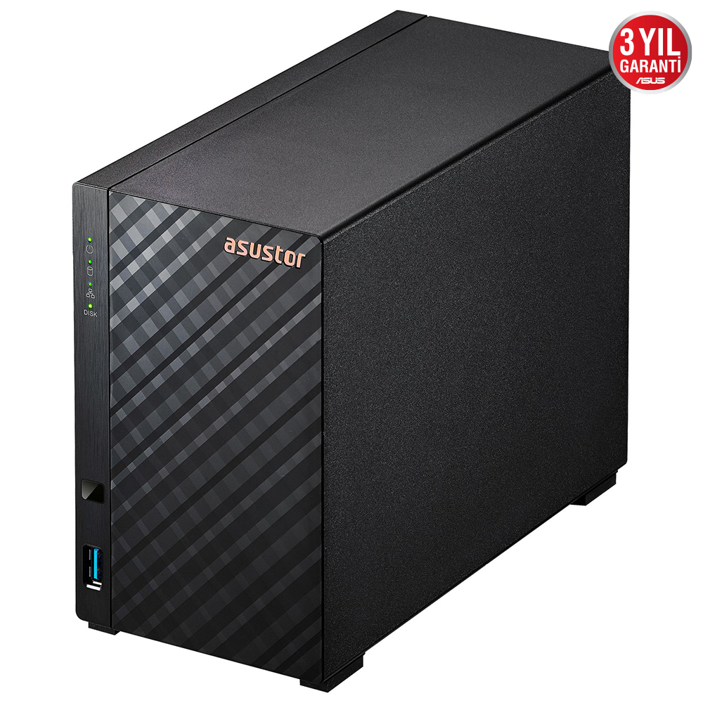 Asustor AS1102T Realtek RTD1296 2 Yuvalı (2x22TB Desteği) 1GB DDR4 2.5GBE Nas Ünitesi