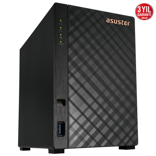 Asustor AS1102T Realtek RTD1296 2 Yuvalı (2x22TB Desteği) 1GB DDR4 2.5GBE Nas Ünitesi