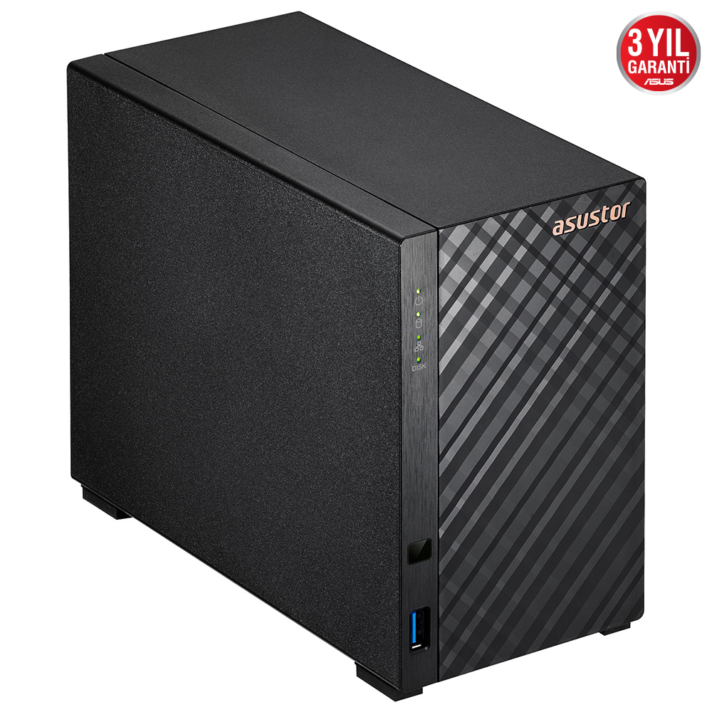 Asustor AS1102T Realtek RTD1296 2 Yuvalı (2x22TB Desteği) 1GB DDR4 2.5GBE Nas Ünitesi