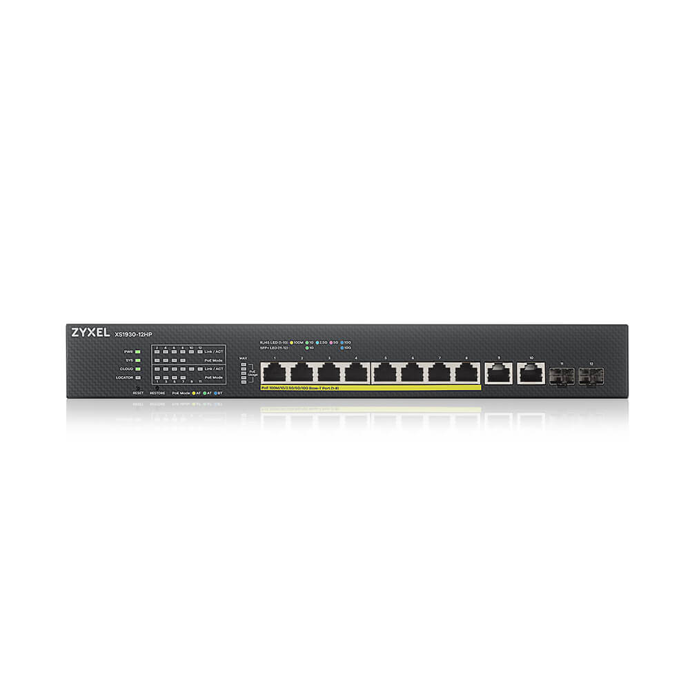 Zyxel Nebula XS1930-12HP 8 Port Multi-Gigabit Smart Managed Hybrid UPOE 375W Yönetilebilir Switch