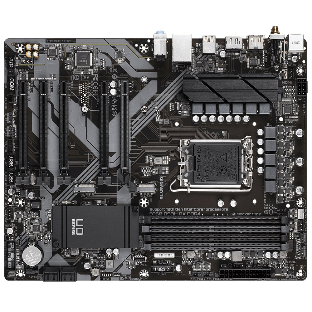 Gigabyte B760-DS3H-AX-DDR4 Intel B760 Soket 1700 DDR4 5333MHz ATX Gaming (Oyuncu) Anakart