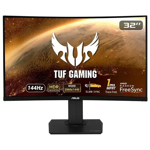 Asus TUF Gaming VG32VQ 31.5″ 1ms 144Hz ELMB Adaptive-Sync Flicker-Free VA WQHD Curved Gaming Monitör