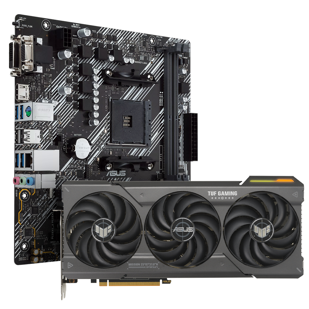 ASUS TUF Gaming Radeon RX 7700 XT OC Ekran Kartı + Asus Prime B450M-K II AMD mATX Anakart Bundle