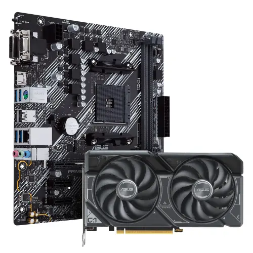 ASUS Dual RTX 4060 OC Ekran Kartı + Asus Prime B450M-K II AMD mATX Anakart Bundle