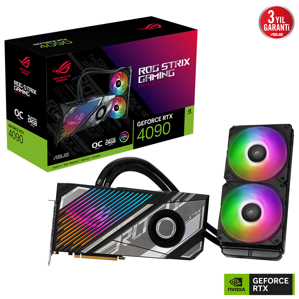 ASUS ROG StrixGeForce RTX 4090 OC ROG-STRIX-LC-RTX4090-O24G-GAMING 24GB GDDR6X 384Bit Gaming (Oyuncu) Ekran Kartı